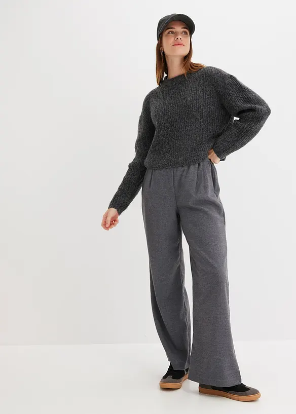 Bukse med vide ben i ull-stil, bonprix