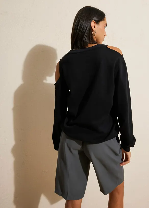 Oversized sweatshirt med blomstertrykk, bonprix