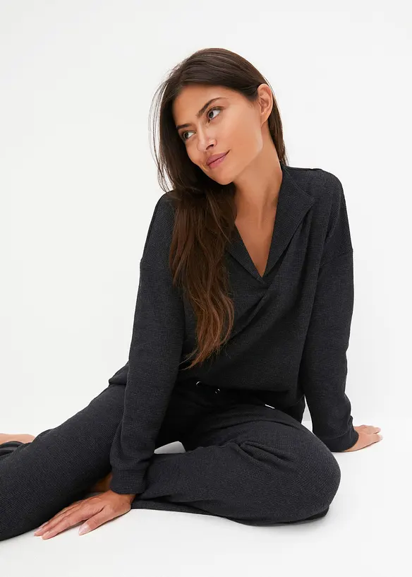 Loungewear-dress i strukturert jersey, bonprix