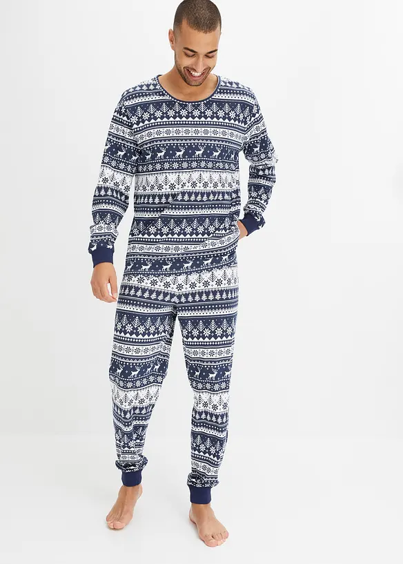 Pyjamas av økologisk bomull med lange ermer, bonprix