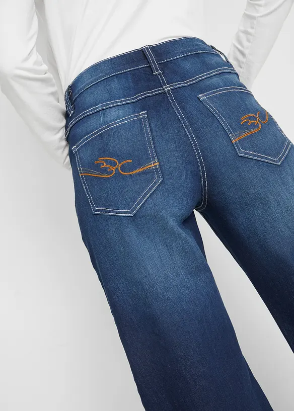 Wide Leg-jeans Mid Waist, komfortlinning, bonprix