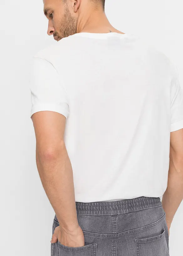 Regular Fit-pull on-jeans i lett materiale med stretch og komfortlinning, Straight, bonprix