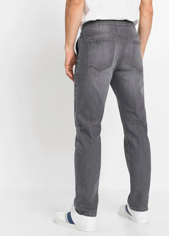 Regular Fit-pull on-jeans i lett materiale med stretch og komfortlinning, Straight, bonprix