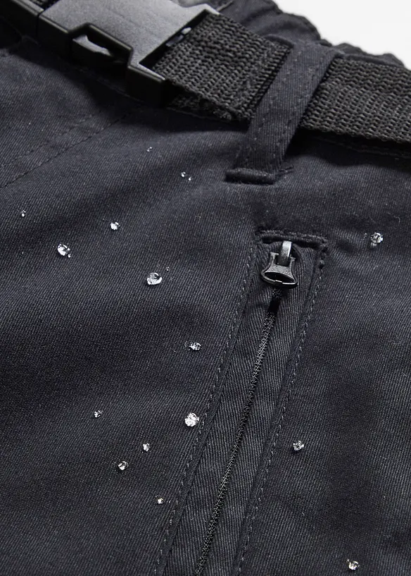 Vannavstøtende funksjonsbukse i twill med stretch og belte, bonprix