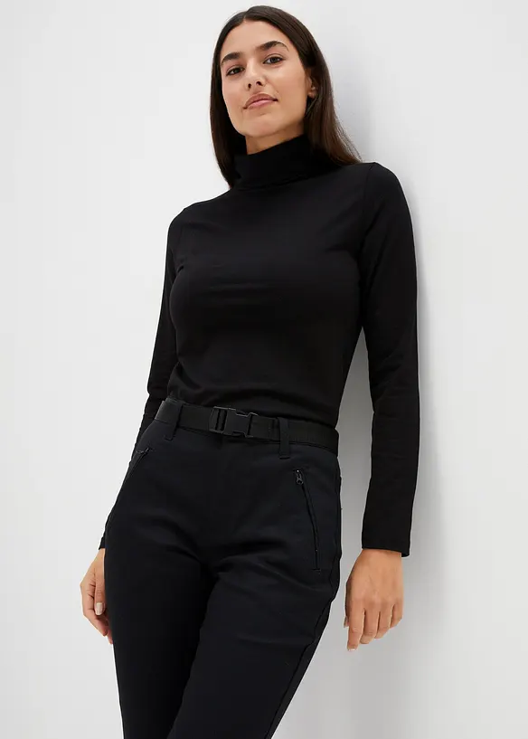 Vannavstøtende funksjonsbukse i twill med stretch og belte, bonprix