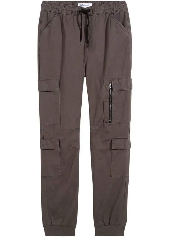 Slip on-cargobukse i 100% bomull, Regular Fit, bonprix