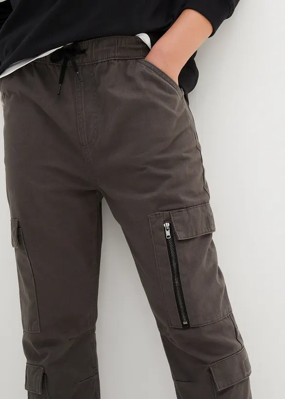 Slip on-cargobukse i 100% bomull, Regular Fit, bonprix