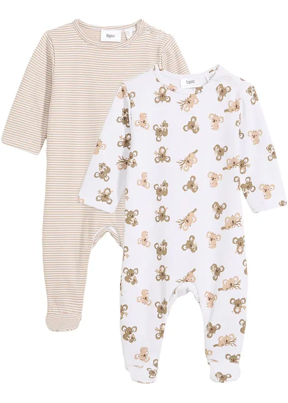 Nattdrakt til baby i ren økologisk bomull (2-pack), bonprix