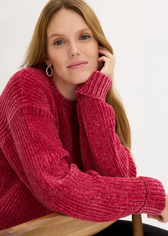 Oversized genser i myk chenille, bonprix