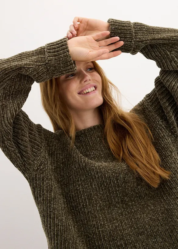 Oversized genser i myk chenille, bonprix