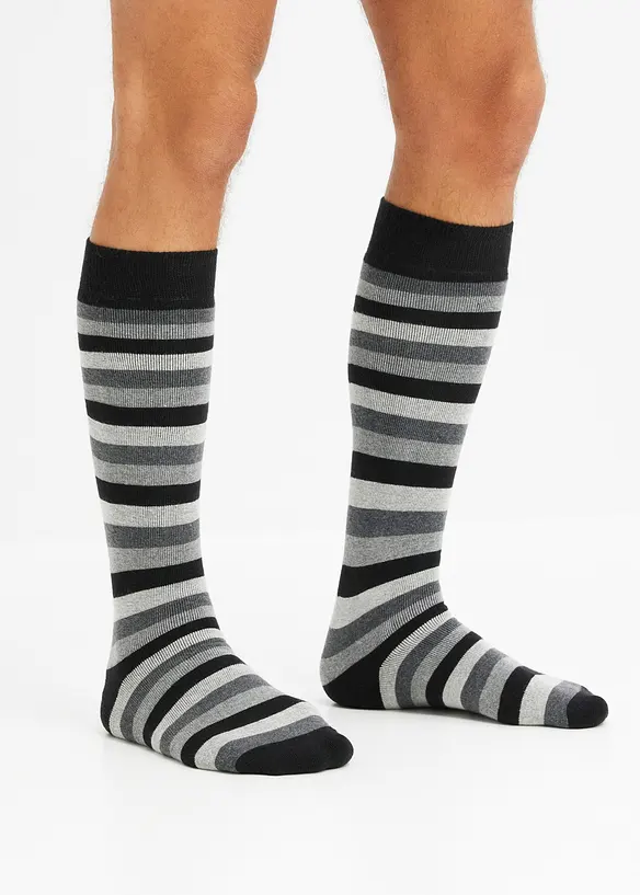 Termo-knestrømper med myk frotté på innsiden med økologisk bomull (3-pack), bonprix
