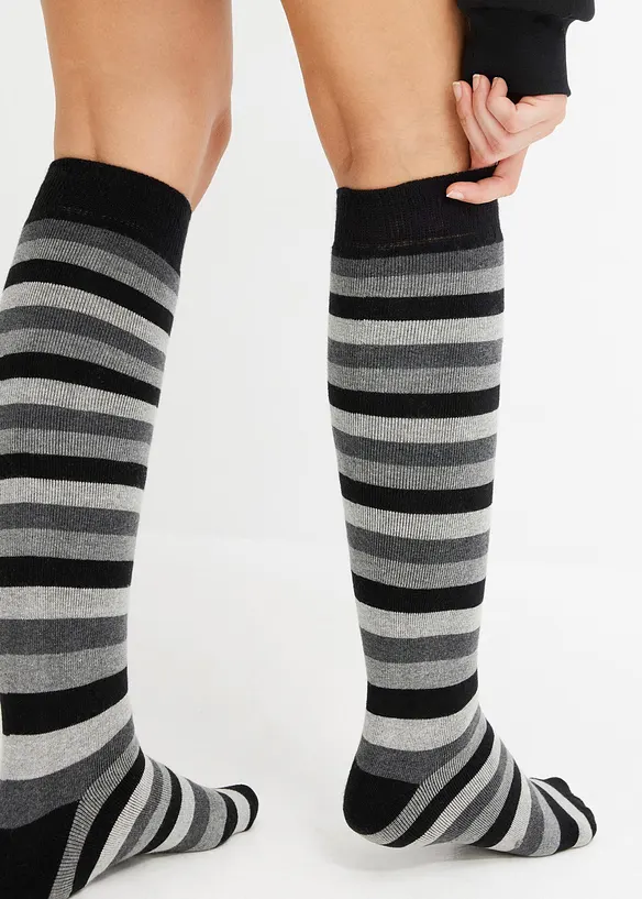 Termo-knestrømper med myk frotté på innsiden med økologisk bomull (3-pack), bonprix