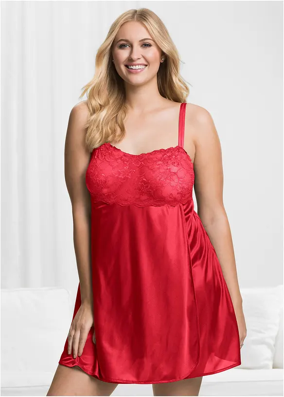 Neglisjé i glinsende materiale, bonprix