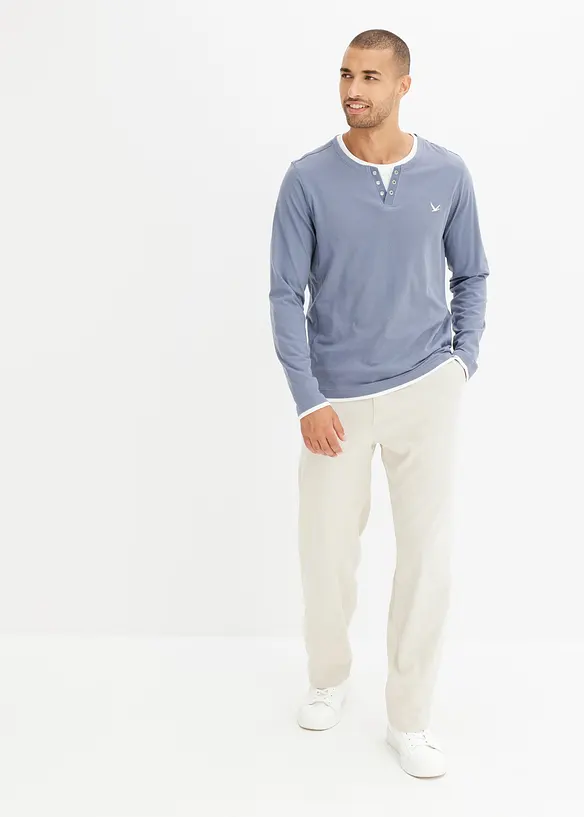 Langermet topp med innfelling på kantene (2-pack), bonprix