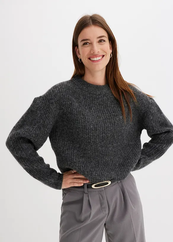 Grovstrikket genser i mykt materiale med ull, bonprix