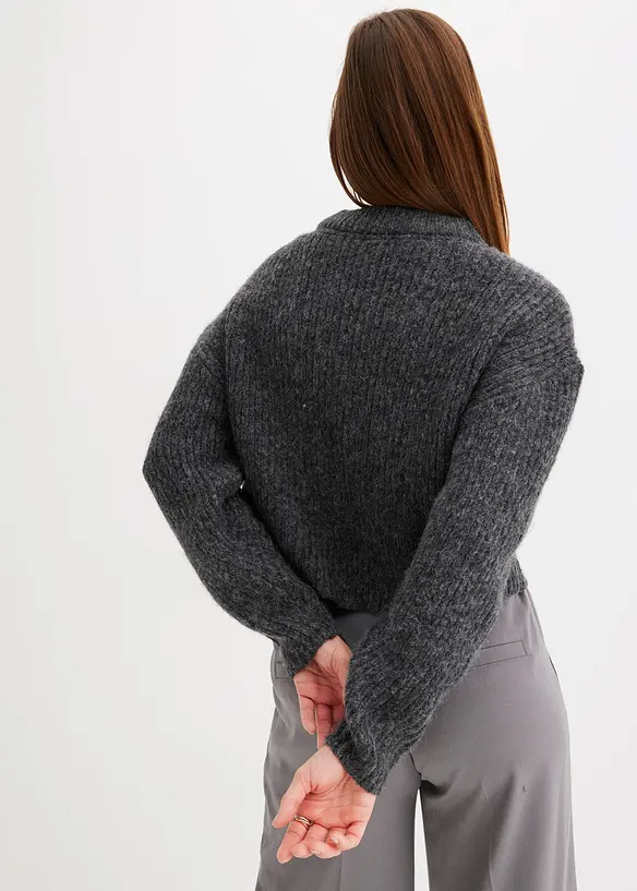 Grovstrikket genser i mykt materiale med ull, bonprix