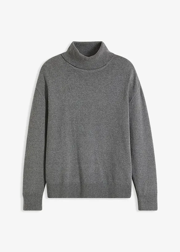 Genser med høy hals og resirkulert bomull, Loose Fit, bonprix