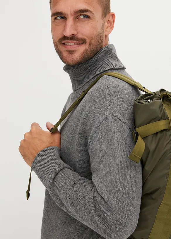 Genser med høy hals og resirkulert bomull, Loose Fit, bonprix