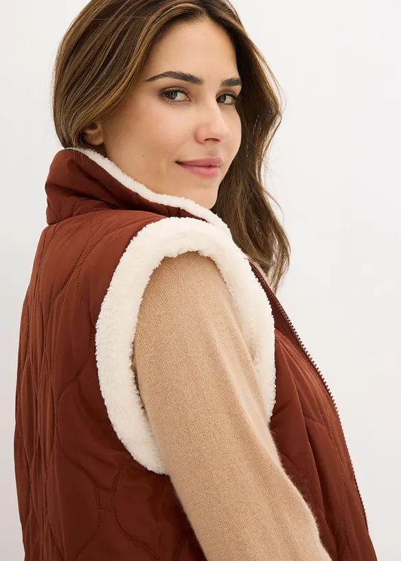 Vendbar vest i teddyplysj, bonprix