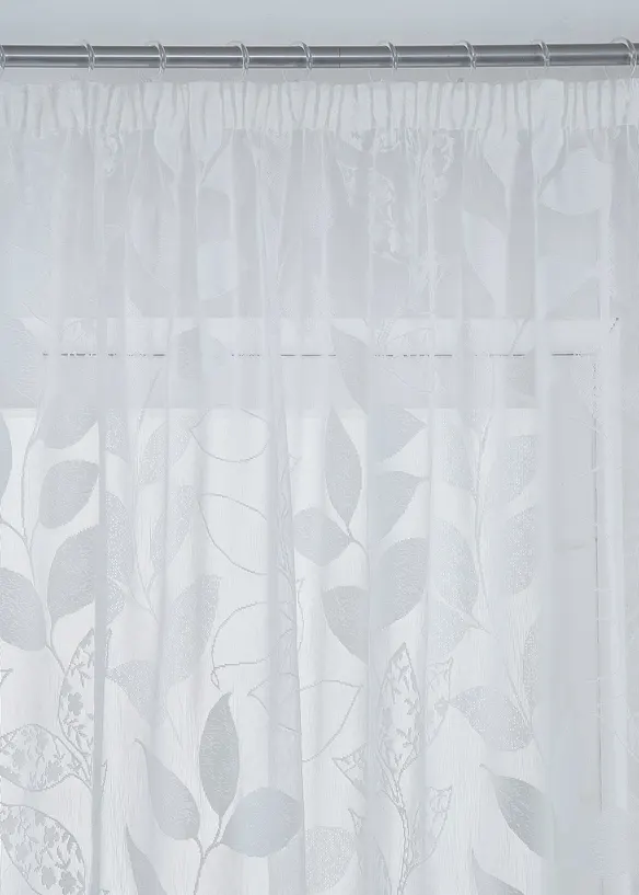 Jacquard-gardin med bladmønster (1-pack), bonprix