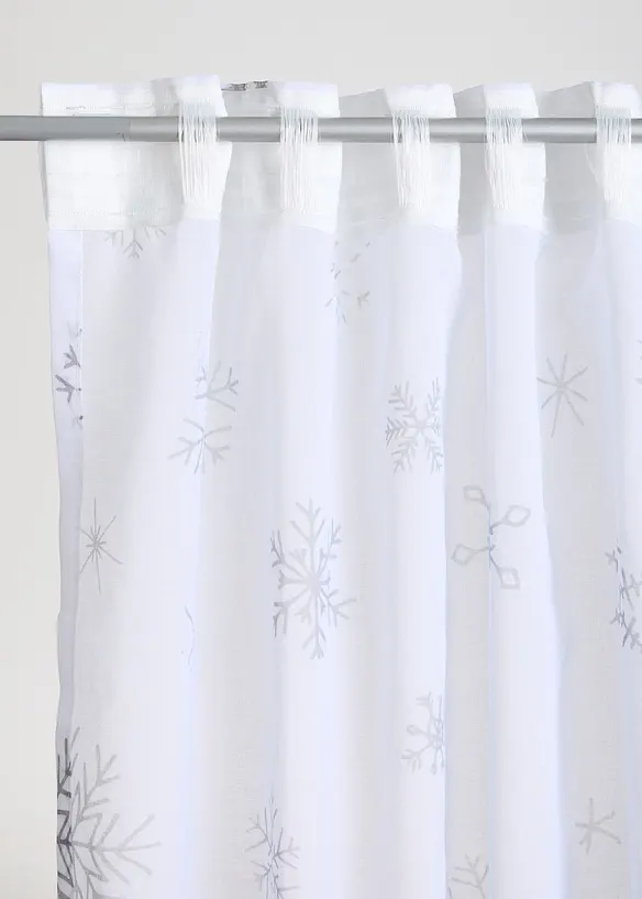 Gardin med resirkulert polyester og snøfnuggmønster (1-pack), bonprix