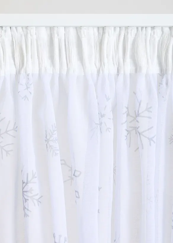 Gardin med resirkulert polyester og snøfnuggmønster (1-pack), bonprix
