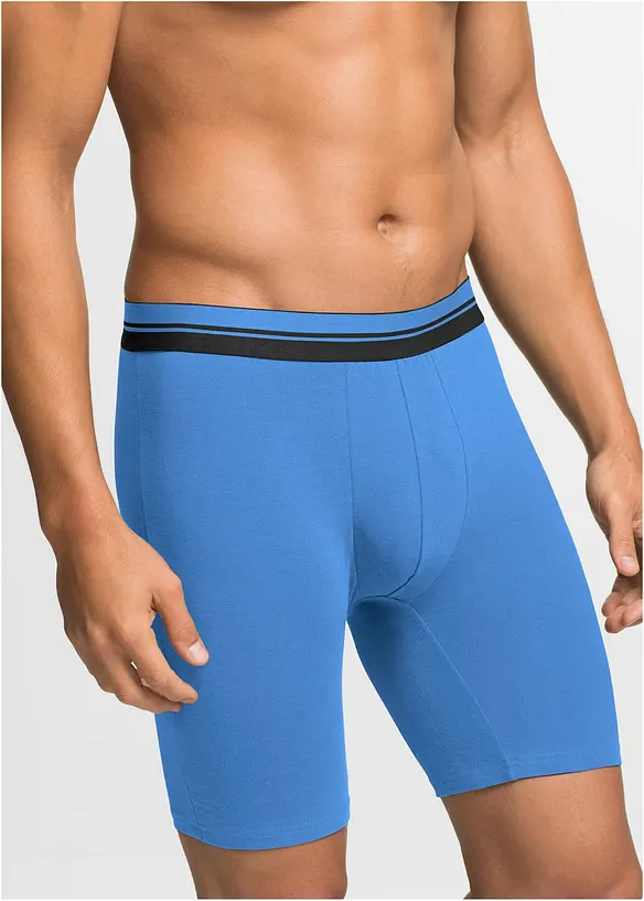 Boksershorts med bomull i ettersittende modell med lange ben (2-pack), bonprix