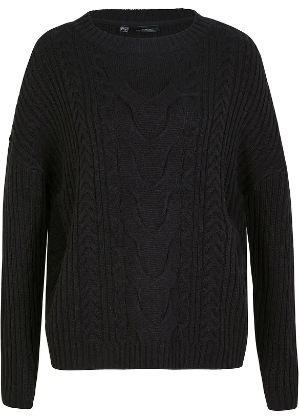 Oversized genser med flettemønster, bonprix