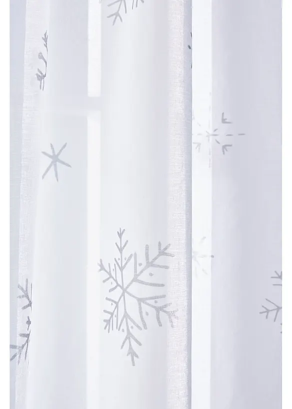 Gardin med resirkulert polyester og snøfnuggmønster (1-pack), bonprix