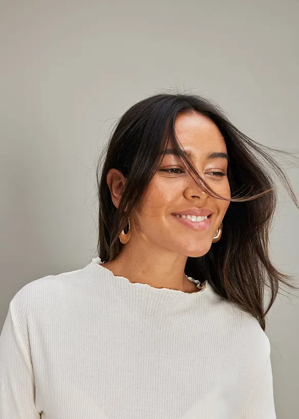 Ribbet topp i 100% bomull, bonprix