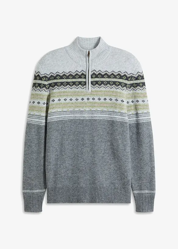 Genser med koftemønster og høy kant i halsen, bonprix