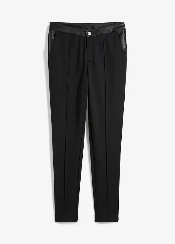 Leggings i kraftig jersey med detaljer i imitert skinn, bonprix