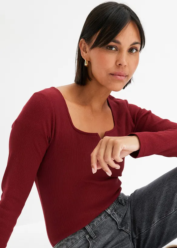 Ribbet topp i 100% økologisk bomull, bonprix