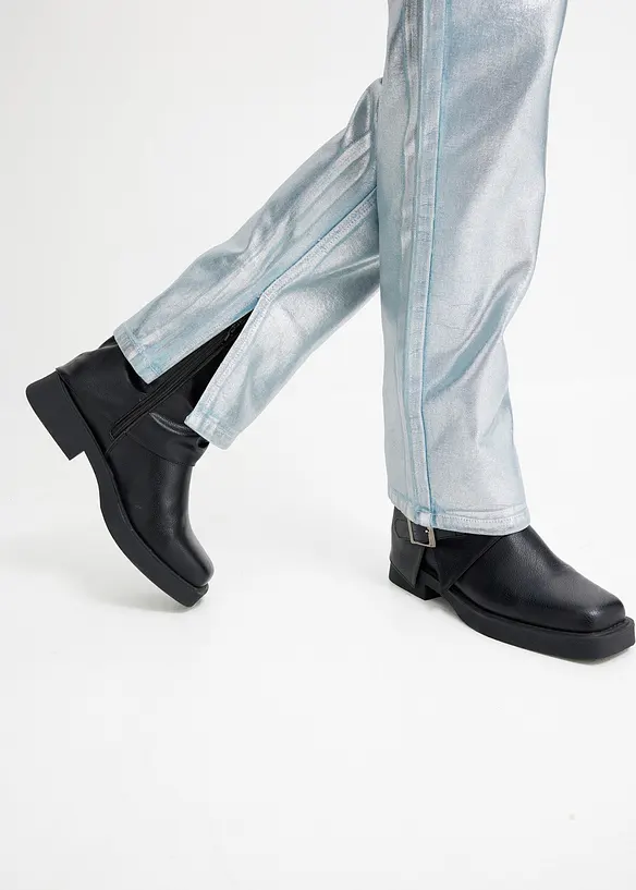 Straight-jeans High Waist med glanseffekt, bonprix