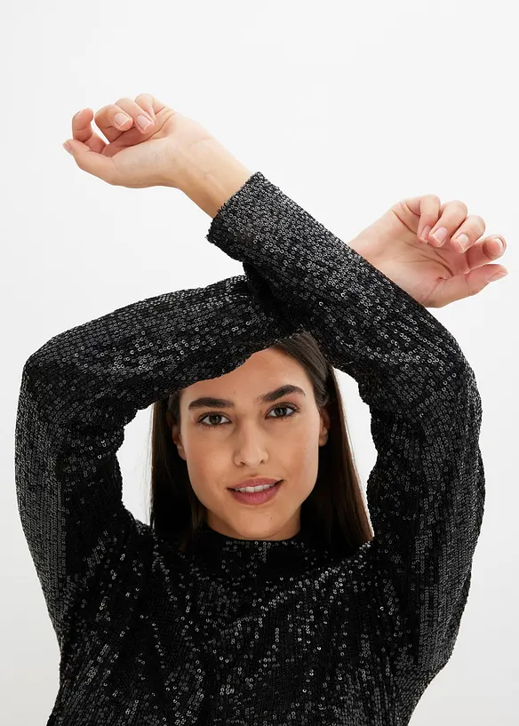Bluse med paljetter, bonprix