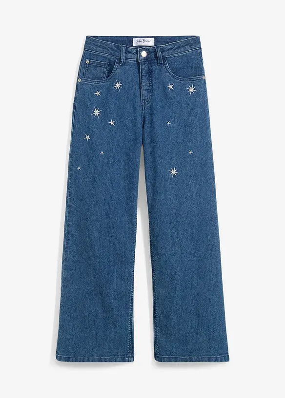 Jeans for barn med broderi, Wide Leg, bonprix