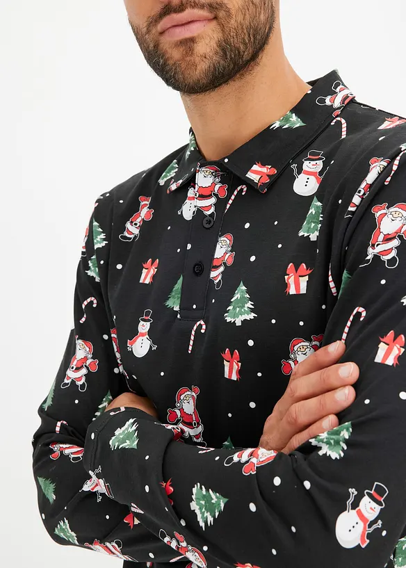 Poloskjorte i bomull med julemotiv, bonprix