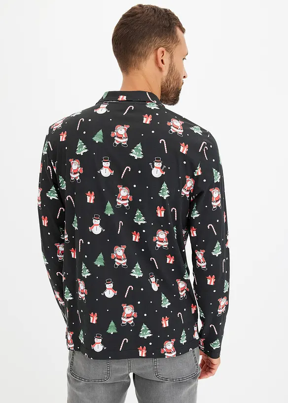 Poloskjorte i bomull med julemotiv, bonprix