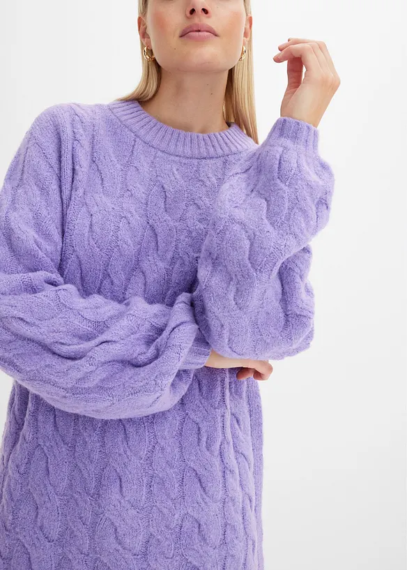 Oversized genser med flettet mønster, bonprix