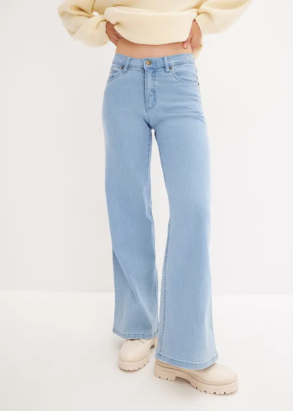 Wide Leg-jeans Mid Waist, Stretch, bonprix