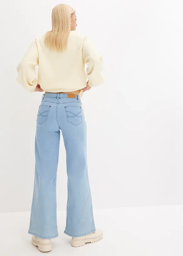 Wide Leg-jeans Mid Waist, Stretch, bonprix