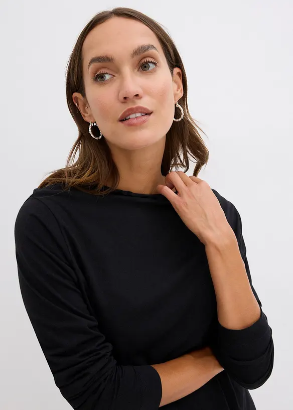 Langermet topp i bomullsmiks, bonprix