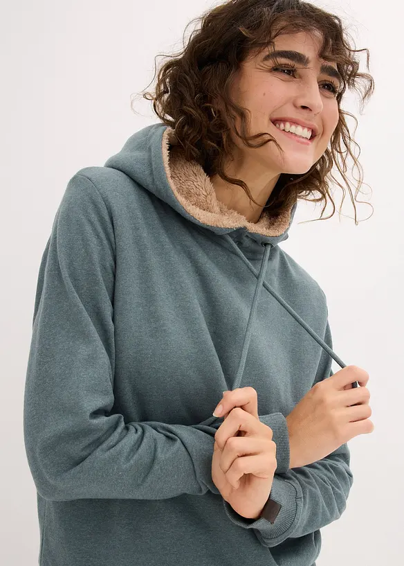 Termo-sweatshirt med hette og teddyfôr, bonprix