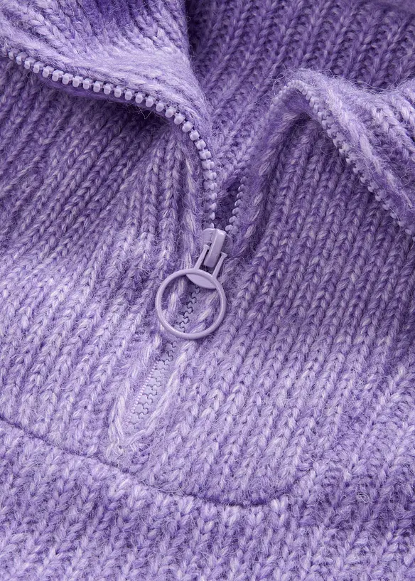 Ribbestrikket half zip genser, bonprix