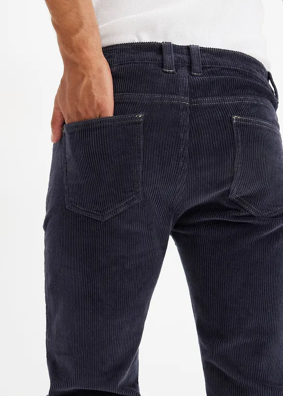 Regular Fit-kordfløyelsbukse med stretch i vasket stil, Straight, bonprix