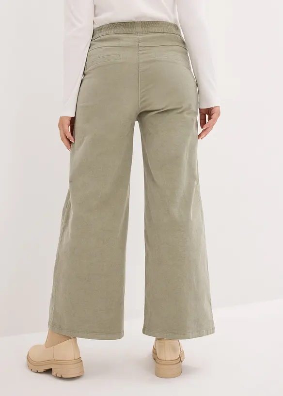 Kordfløyelsbukse med komfortlinning, High Waist, bonprix