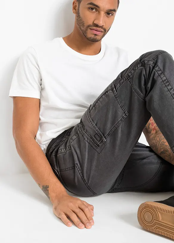 Relaxed Fit-cargobukse i bomull, Straight, bonprix
