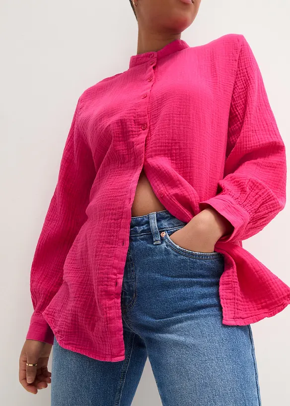 Lang bluse i bomullsmusselin, bonprix