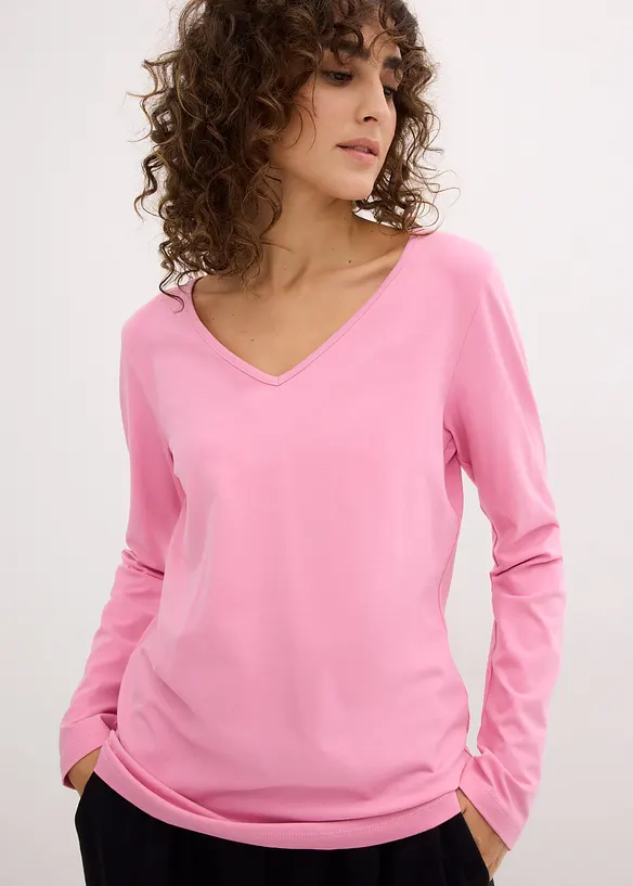 Langermet, figurnær topp (2-pack), bonprix