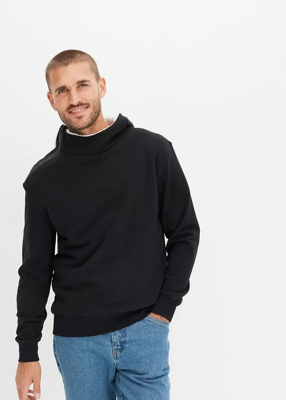Termo-sweatshirt med hette og glidelås, varmt fôret, bonprix